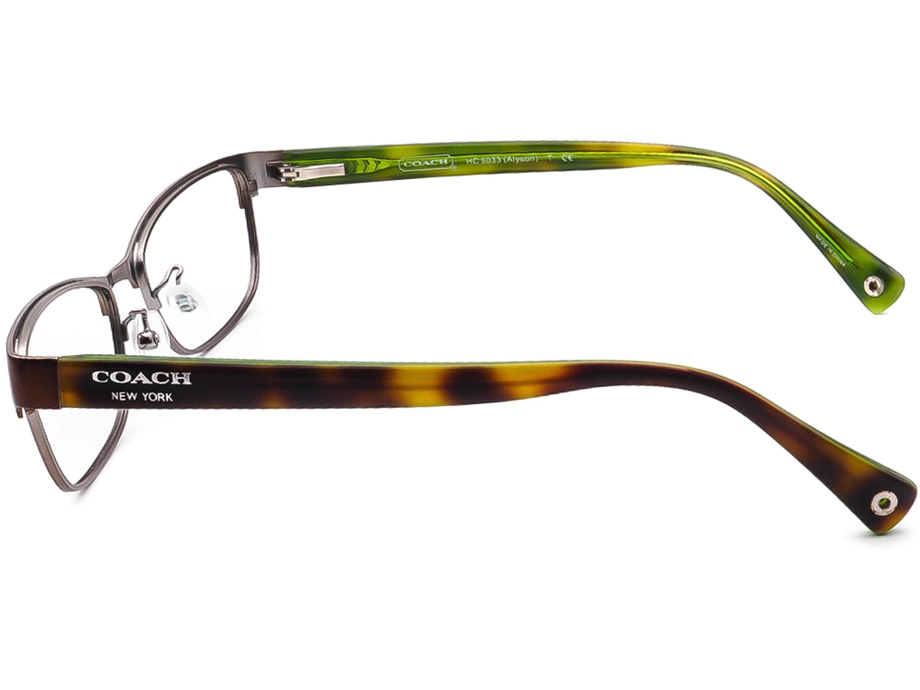 Coach HC5033 Alyson Frames Only Eyeglasses Satin Silver Frame Teal Black Arms Coach Eyeglasses HC 5033 Alyson 9128 Satin Brown/Dark Silver  main image 3