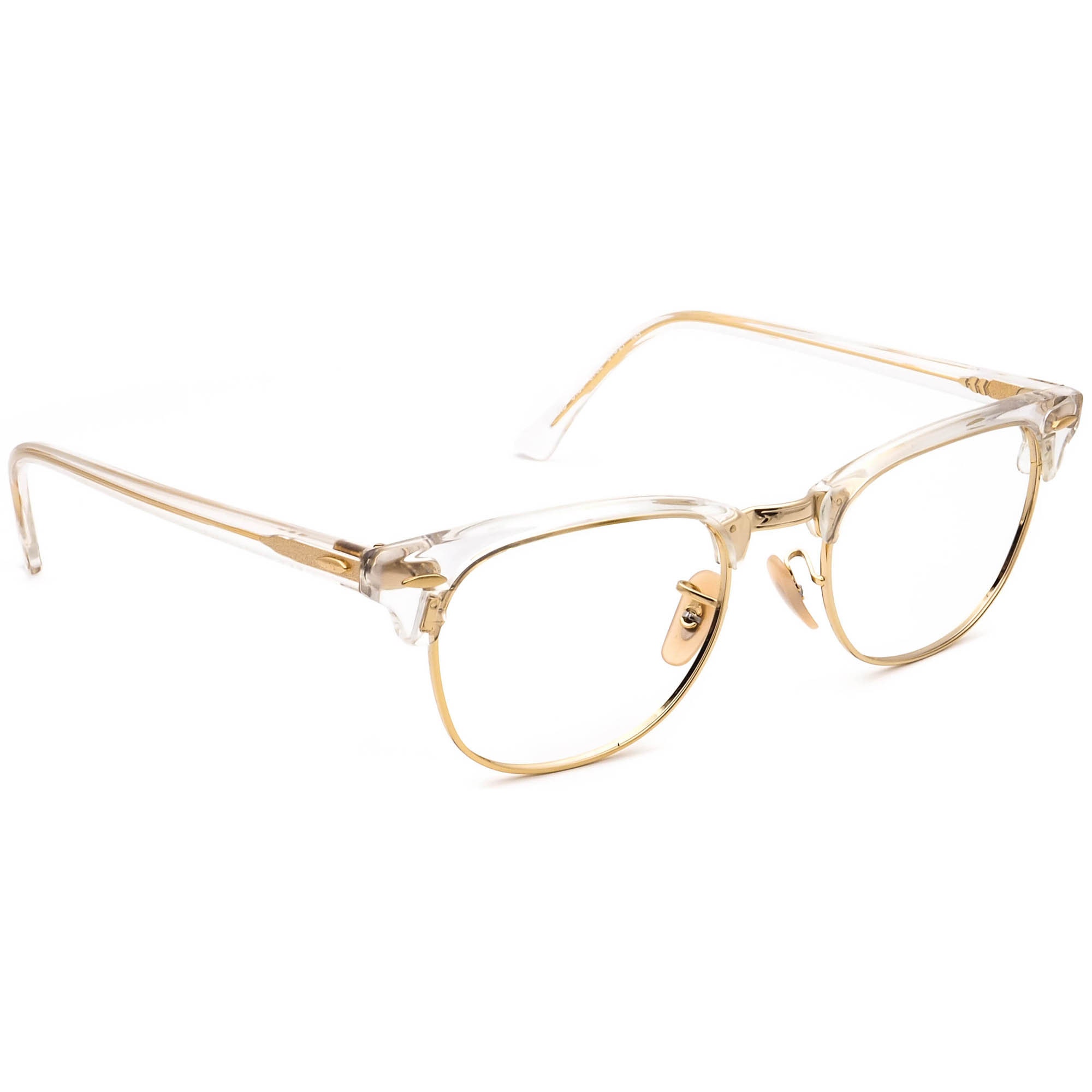 Ray-ban Eyeglasses RB 5154 5762 Clubmaster Clear & Gold Square