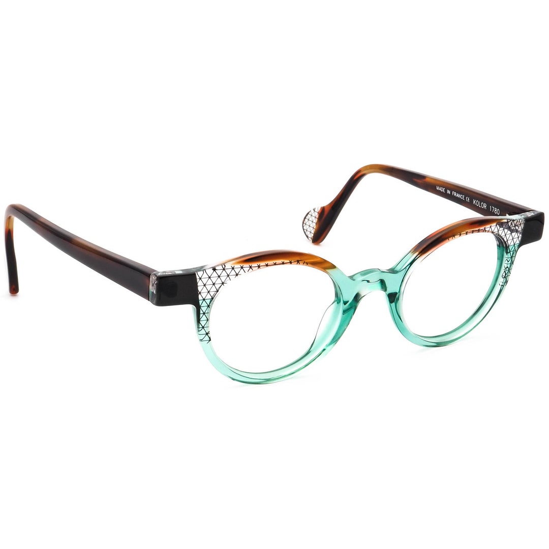 Anne Et Valentin Eyeglasses Koror 1780 Crystal Teal & Brown