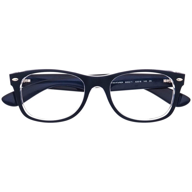 Ray-Ban Sunglasses Frame Only RB 2132 New Wayfarer 6053/71 Matte Blue on Clear Square Italy 52 mm image 6