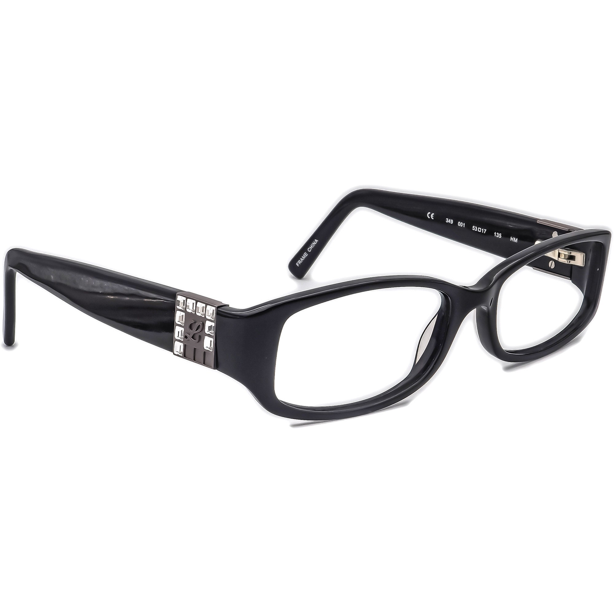 Luxe Eyeglasses 349 001 Swarovski Elements Black Rectangular - Etsy UK