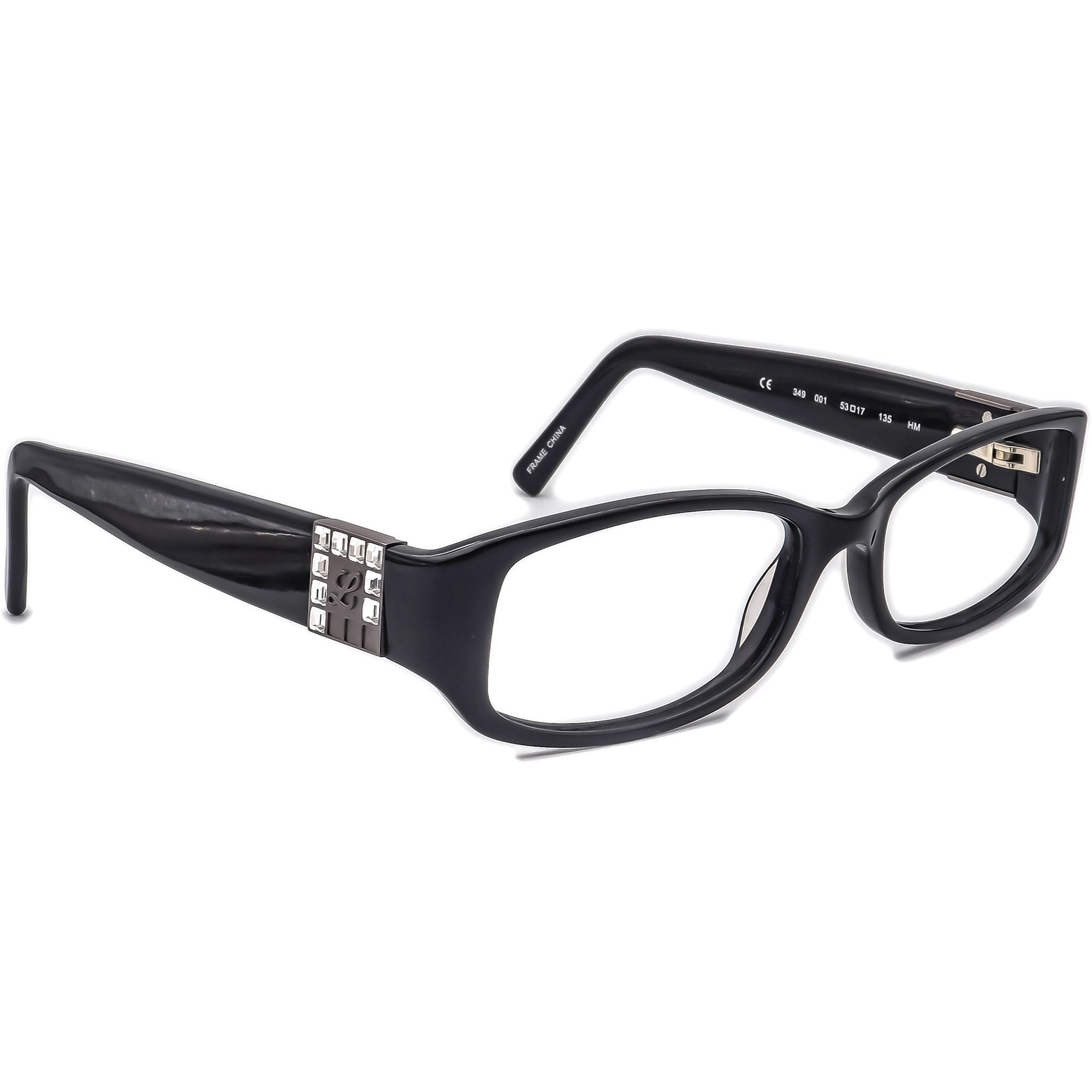 品良く着こなすため 349 Eyeglasses Luxe 001 Rectangular Black Elements Swarovski 小物