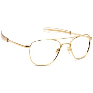 Randolph Engineering Vintage Sunglasses Frame Only 5 1/2 Shiny Gold Pilot Metal USA 52 mm