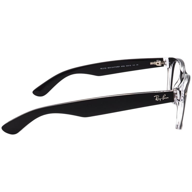 Gafas de sol Ray-Ban RB 2132 New Wayfarer 6052 Matte Black on Clear Square Italy 55 mm (solo montura) imagen 4