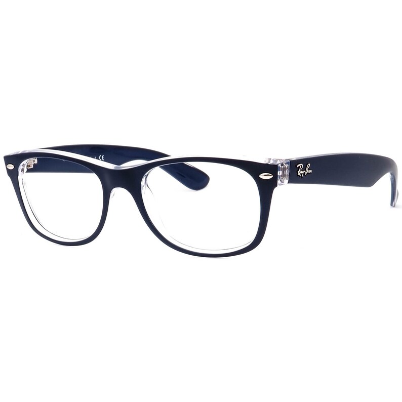 Ray-Ban Sunglasses Frame Only RB 2132 New Wayfarer 6053/71 Matte Blue on Clear Square Italy 52 mm image 3