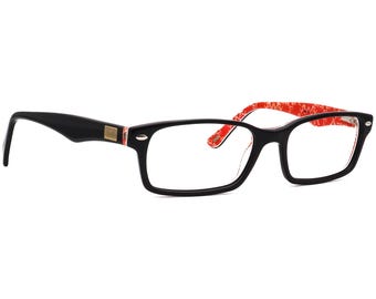 Gafas graduadas Ray-Ban RB 5206 2479, montura rectangular negra pulida sobre rojo, 54[]18 140