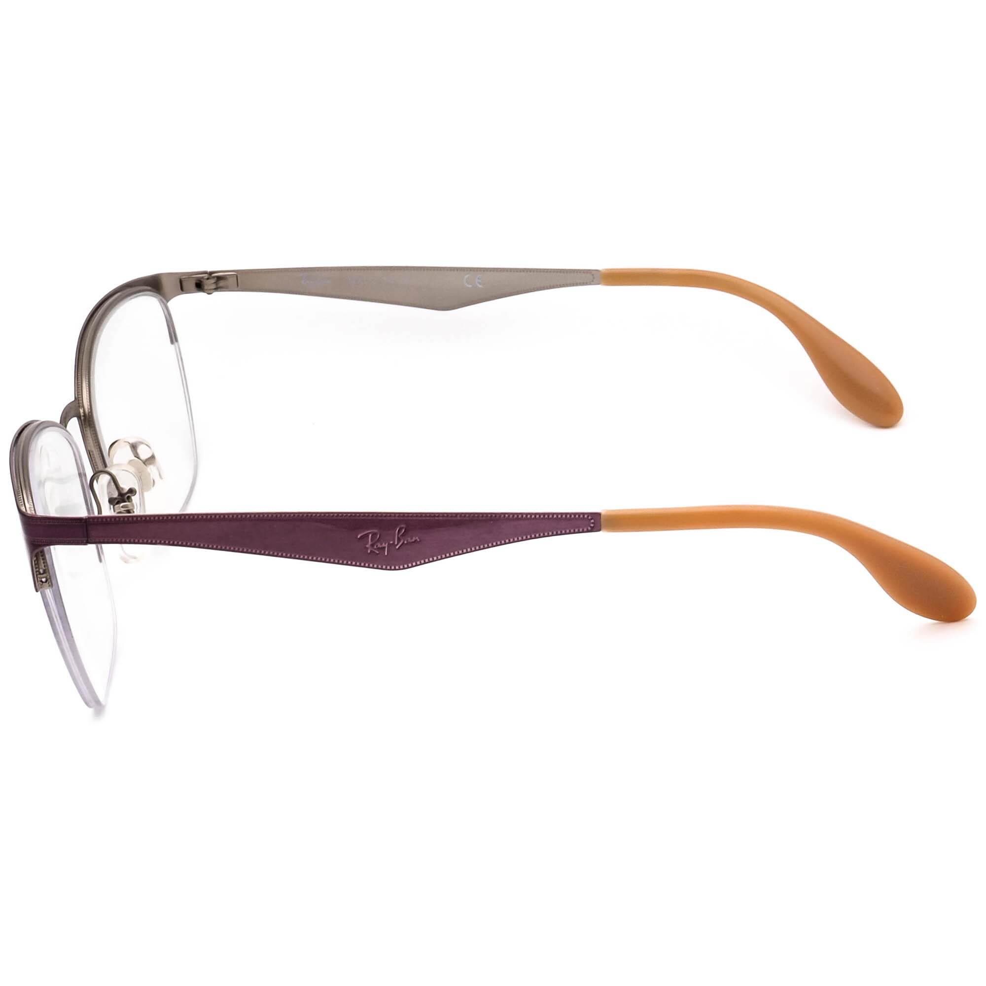 Ray-ban Eyeglasses RB 6345 2864 Polished Violet Half Rim Metal Frame 54 ...