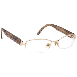Burberry Women's Eyeglasses B 1169 1109 Gold/Brown Plaid Half Rim Frame Italy 51[]18 135