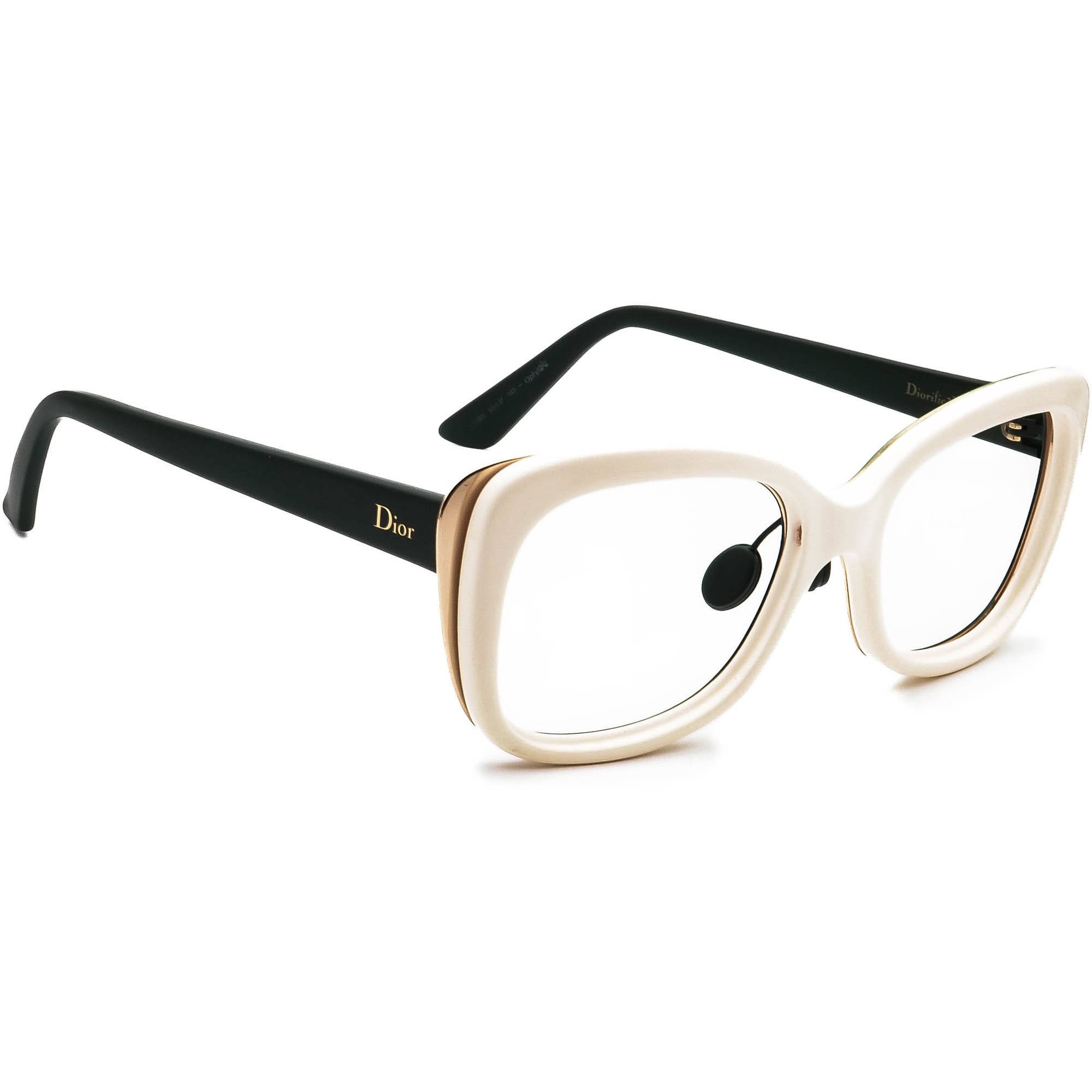 Christian Dior Sunglasses Frame Only Diorific 2N White Gold Green Italy 55 mm