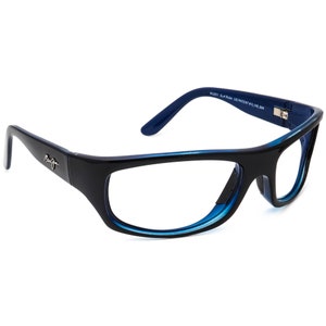 Maui Jim Sunglasses Frame Only MJ 261-02G Black on Blue Rectangular Italy 63 mm