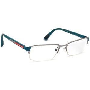 Prada Eyeglasses VPS 51D PDD-1O1 Gunmetal/Petrol Half Rim Frame Italy 54[]19 135