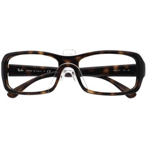 Puede incluir: Gafas de pasta de carey con almohadillas nasales transparentes y el texto "Ray-Ban MADE IN ITALY K CE RB 4107 710 3N" en la patilla derecha.