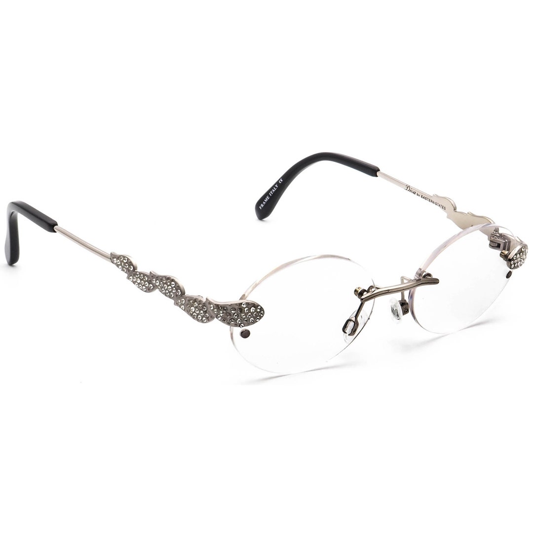 Diva Small Eyeglasses 5395 C.113 Silver Rimless Metal Frame Etsy