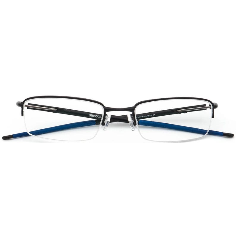 Gafas de sol Oakley para hombre OX3111-0652 Rhinochacer con montura de media montura en negro satinado y azul, 52[]19 143 imagen 6