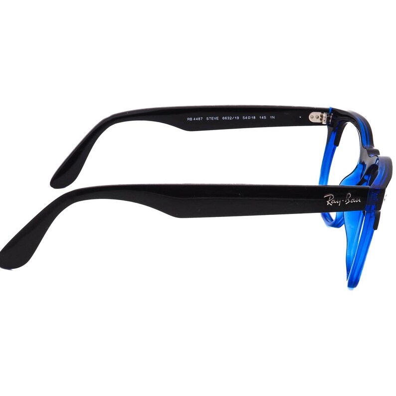 Ray-Ban Sunglasses Frame Only Steve RB 4487-V 6632/19 Polished Black On Blue Square Italy 54 mm image 4