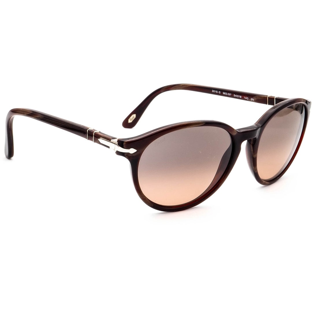 Persol 3015S Gray Horn Oval Sunglasses Persol Sunglasses 3015-S 982/71 Black Gray Horn Frames with  main image 4