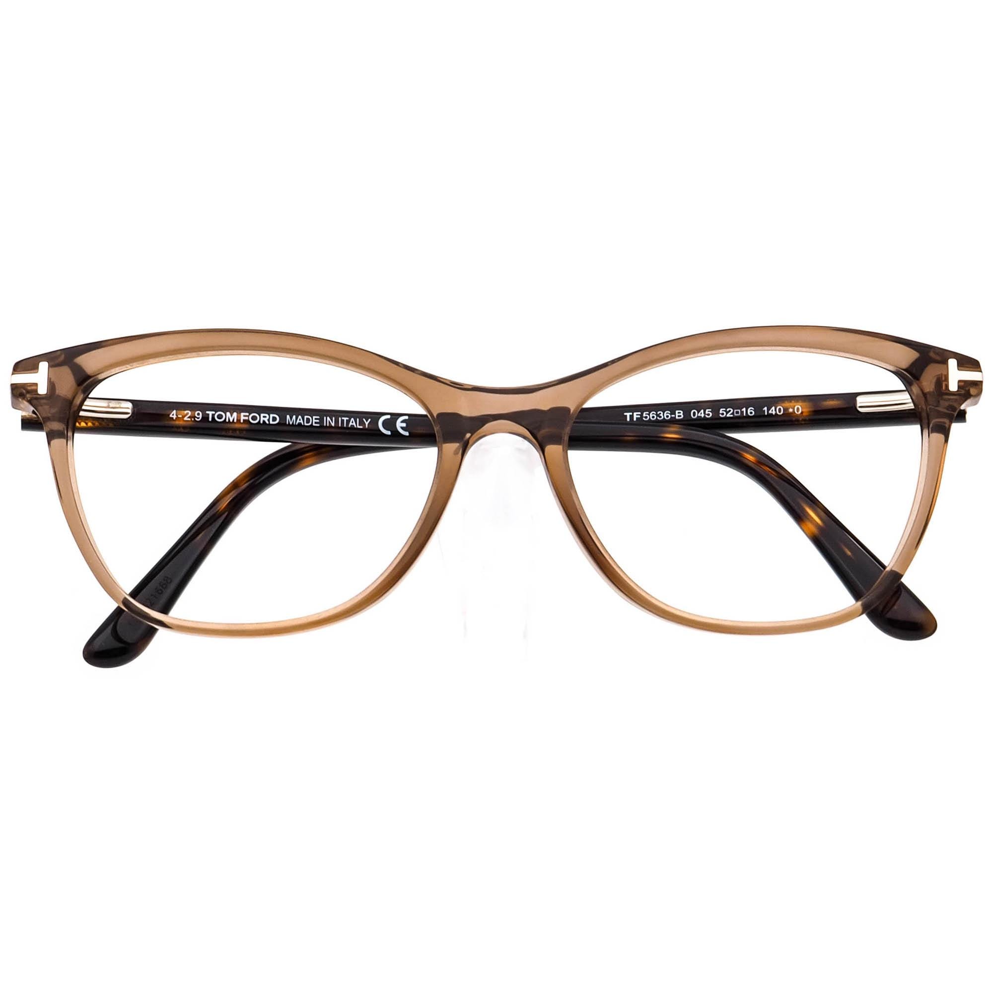 Tom Ford Women's Eyeglasses TF 5636-B 045 Crystal Brown