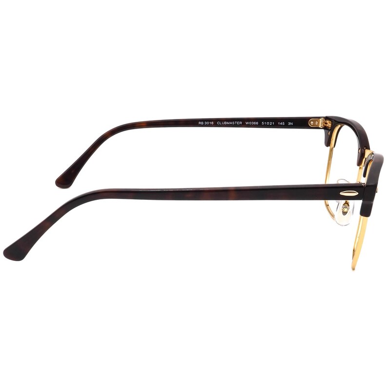 Ray-Ban Sunglasses Frame Only RB 3016 Clubmaster W0366 Polished Tortoise/Gold Square Italy 51 mm image 4