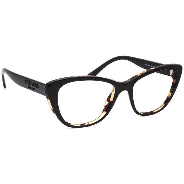 Prada Women's Eyeglasses VPR 04W 389-1O1 Black on Havana Cat Eye Frame Italy 54[]18 140