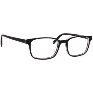 May include: Black rectangular eyeglasses with clear lenses. The frames are black with a thin silver accent on the temples. The glasses have a classic, modern design.