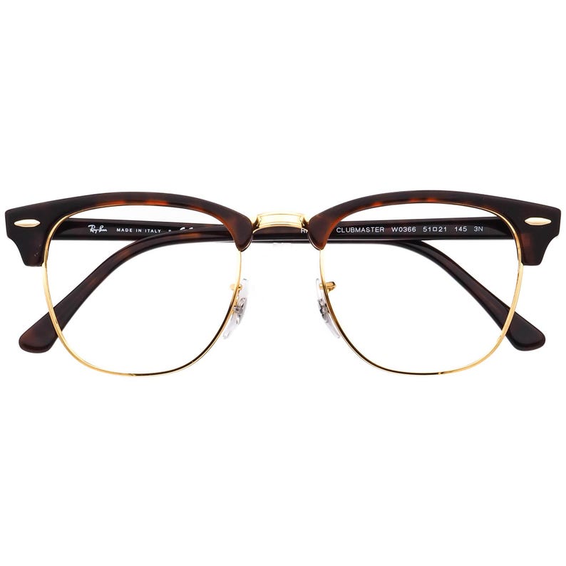 Ray-Ban Sunglasses Frame Only RB 3016 Clubmaster W0366 Polished Tortoise/Gold Square Italy 51 mm image 6