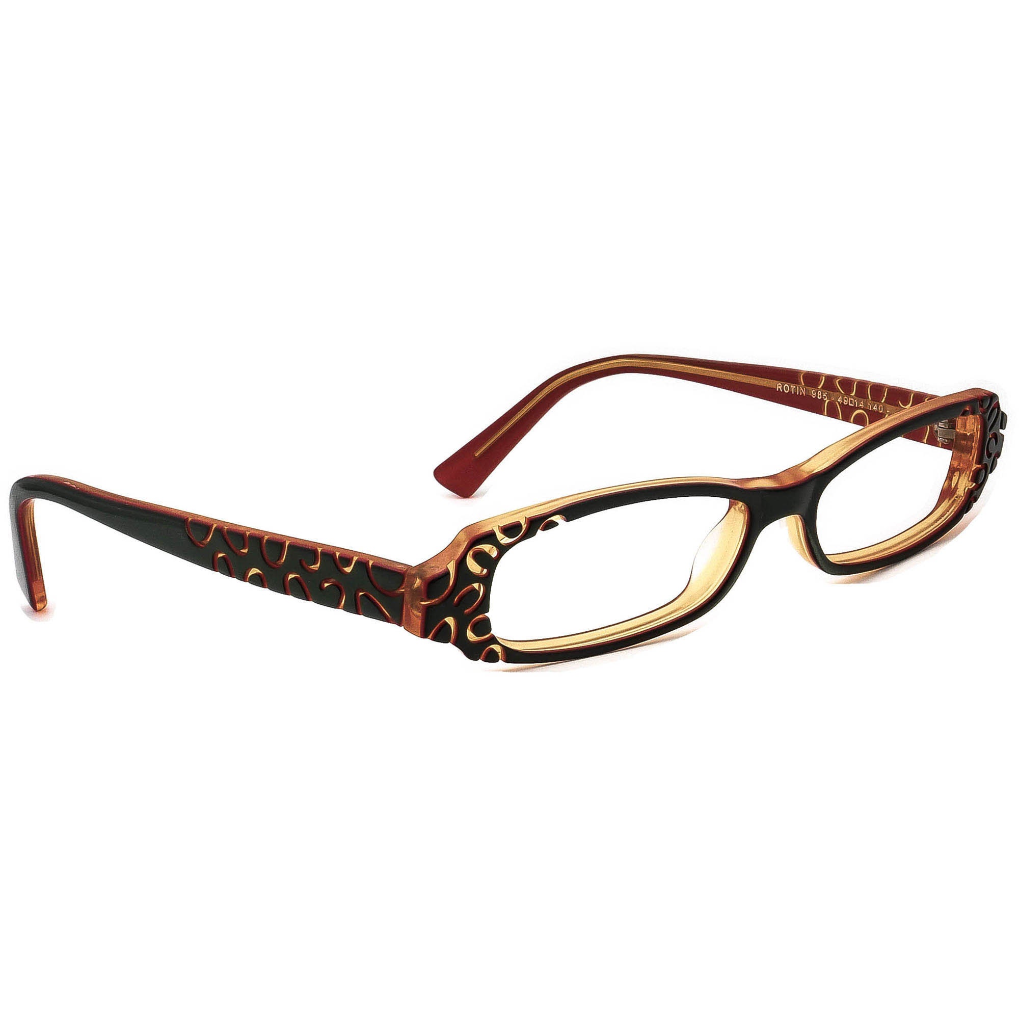 Jean Lafont Eyeglasses Rotin 985 Green/orange Rectangular  display picture 1