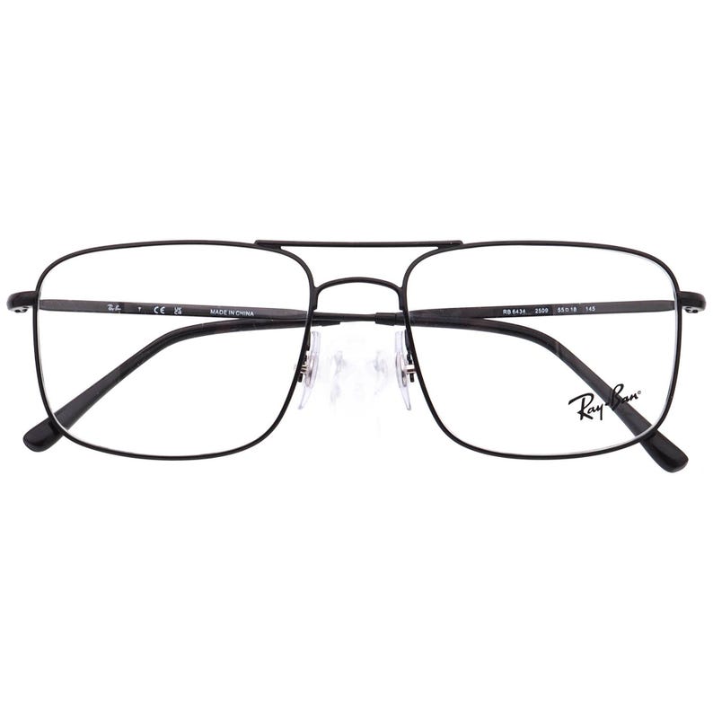 Gafas de vista Ray-Ban RB 6434 2509 con montura cuadrada de metal negro pulido, 55[]18 145 imagen 6