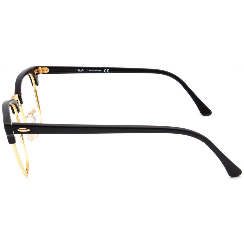 Ray-Ban Sunglasses Frame Only RB 3016 Clubmaster W0365 Polished Black & Gold Square Italy 51 mm image 5