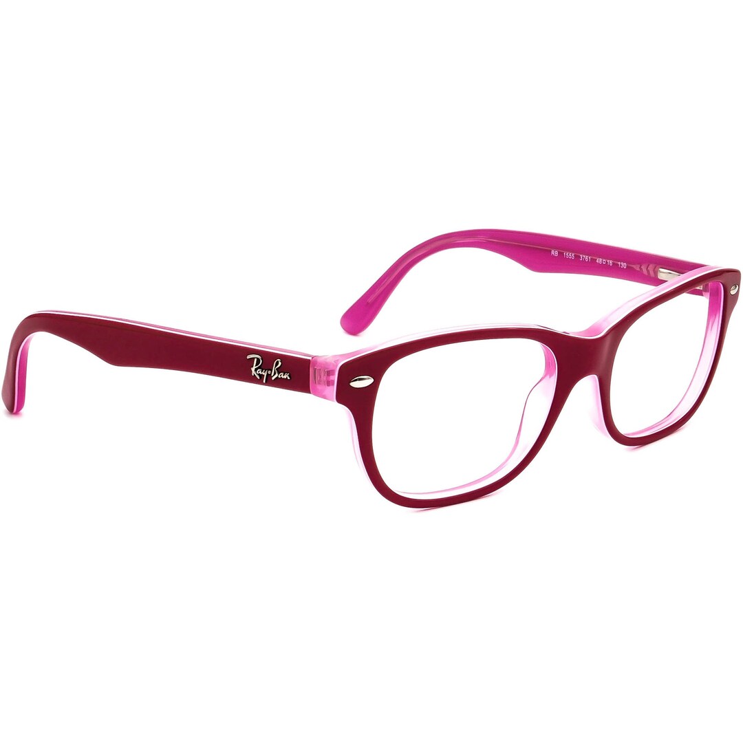 Rayban Small Eyeglasses RB 1555 3761 Red on Pink Square Frame 4816 130