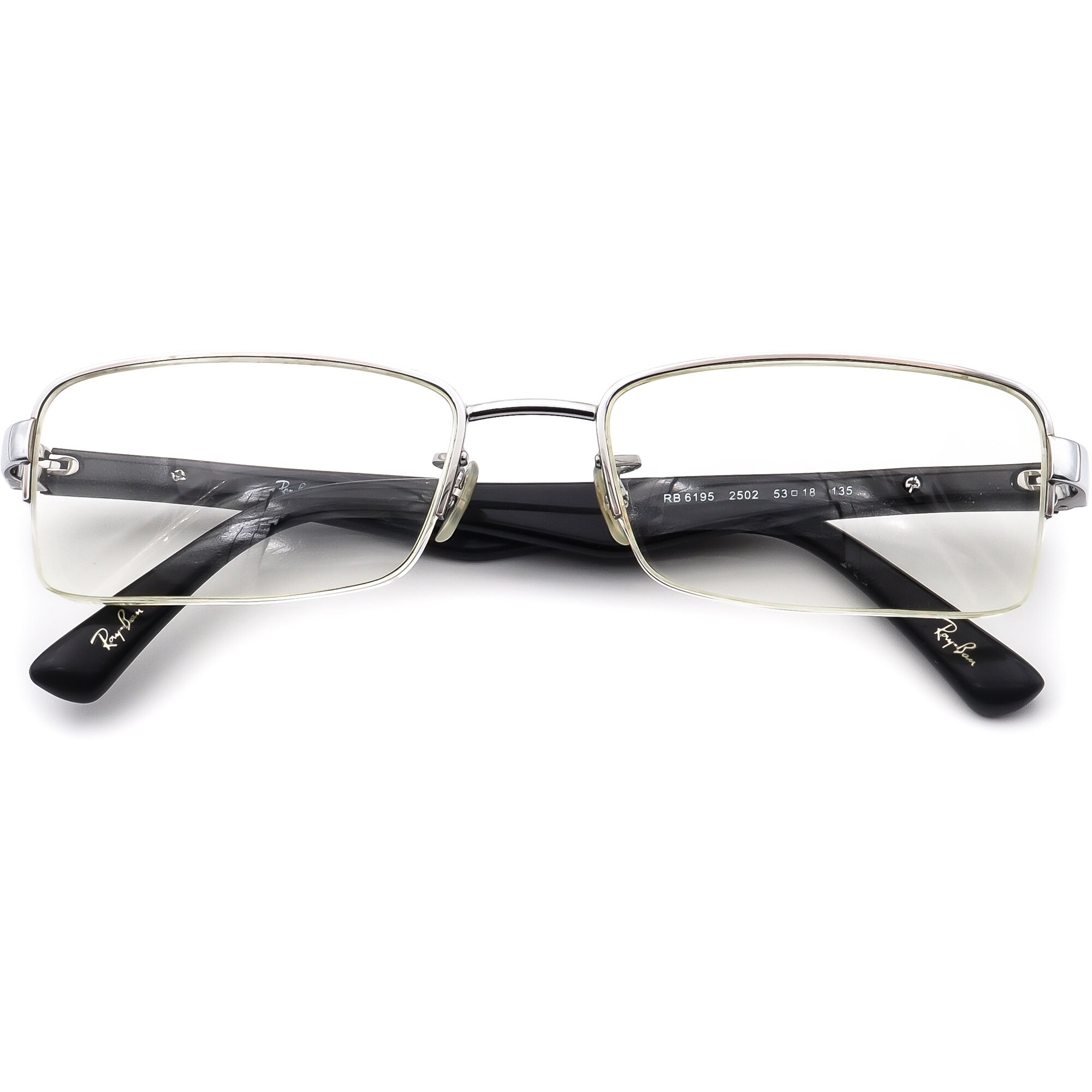 Authentic Ray Ban Oval Eyeglasses/Sunglasses Frames RB6195 2502 Black 53*18*135* Ray-ban Eyeglasses RB 6195 2502 Silver/black Half Rim Frame  main image 3