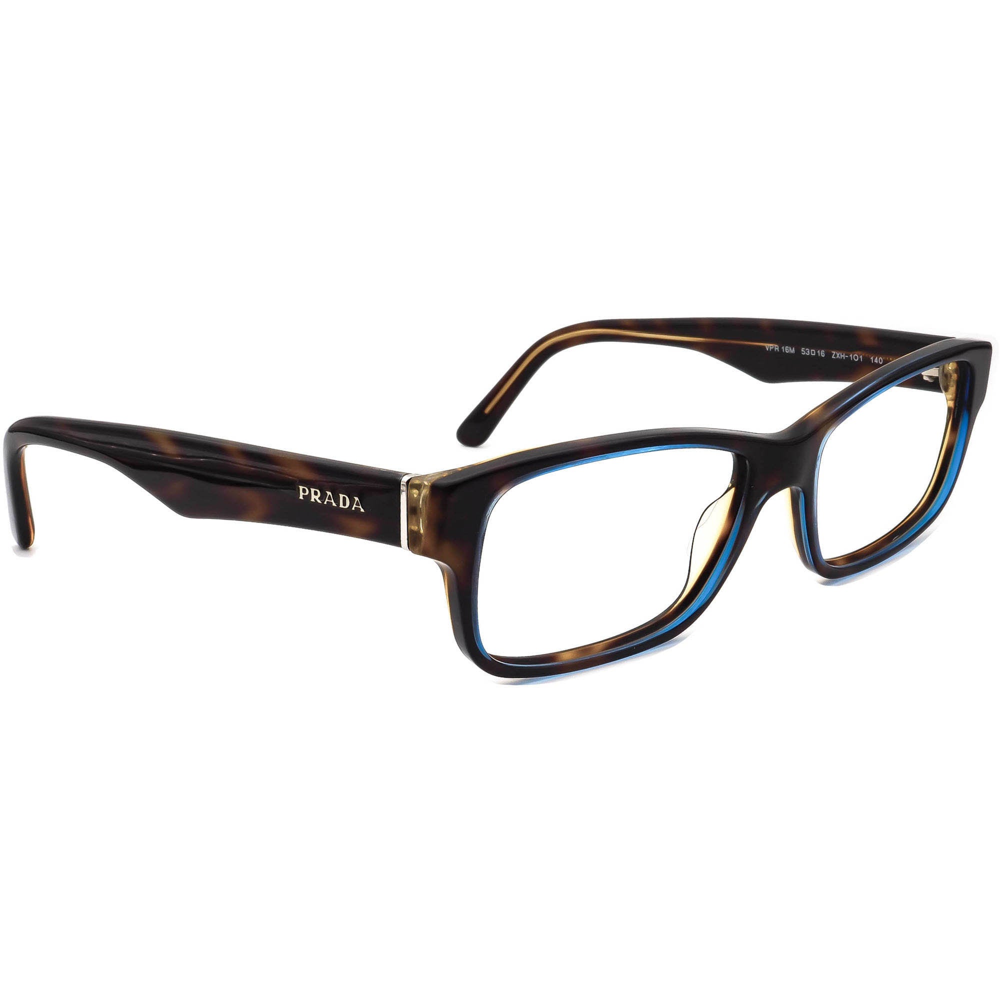 Prada Eyeglasses VPR 16M ZXH-1O1 Tortoise with Blue Prada Eyeglasses VPR 16M ZXH-1O1 Tortoise with Blue