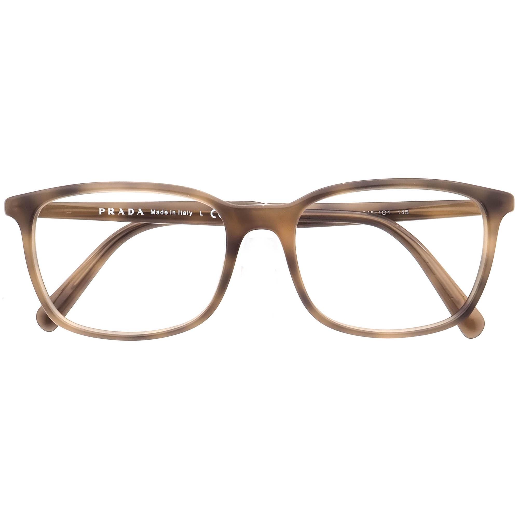 Prada Eyeglasses VPR 13X 548-1O1 Olive Havana Square Frame 