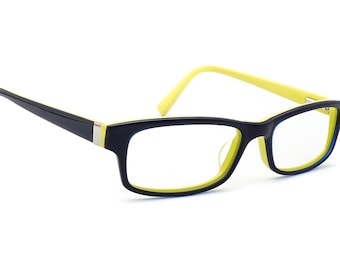 Lunettes de vue Nike 5517 404 bleu marine sur monture rectangulaire jaune 51[]17 130