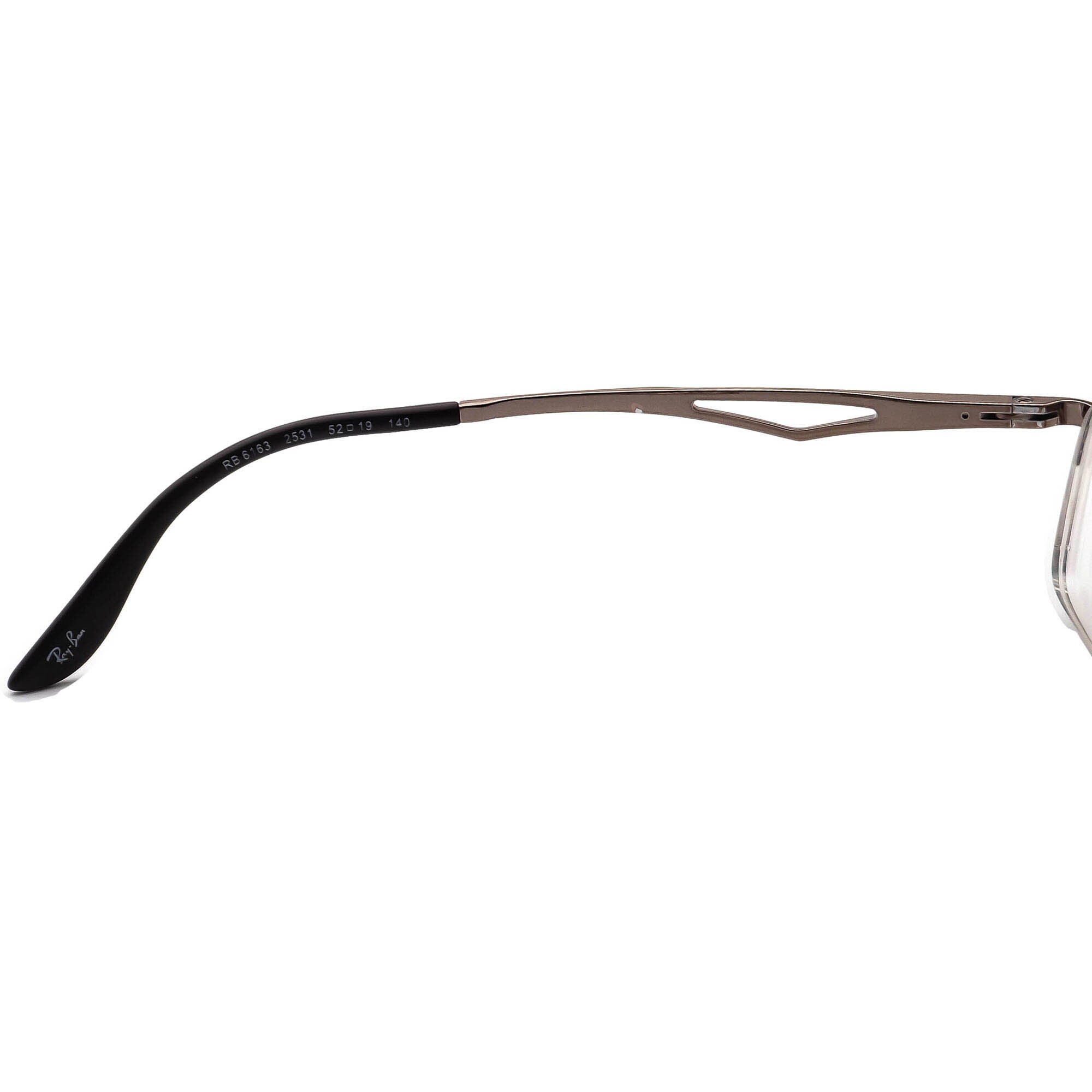 Ray-Ban Eyeglass Frames Womens RB 6163 2531 52-19-140 Bronze Brown Half Rim RayBan Brown Half Rim Metal Rectangular Frame Eyeglasses  main image 3