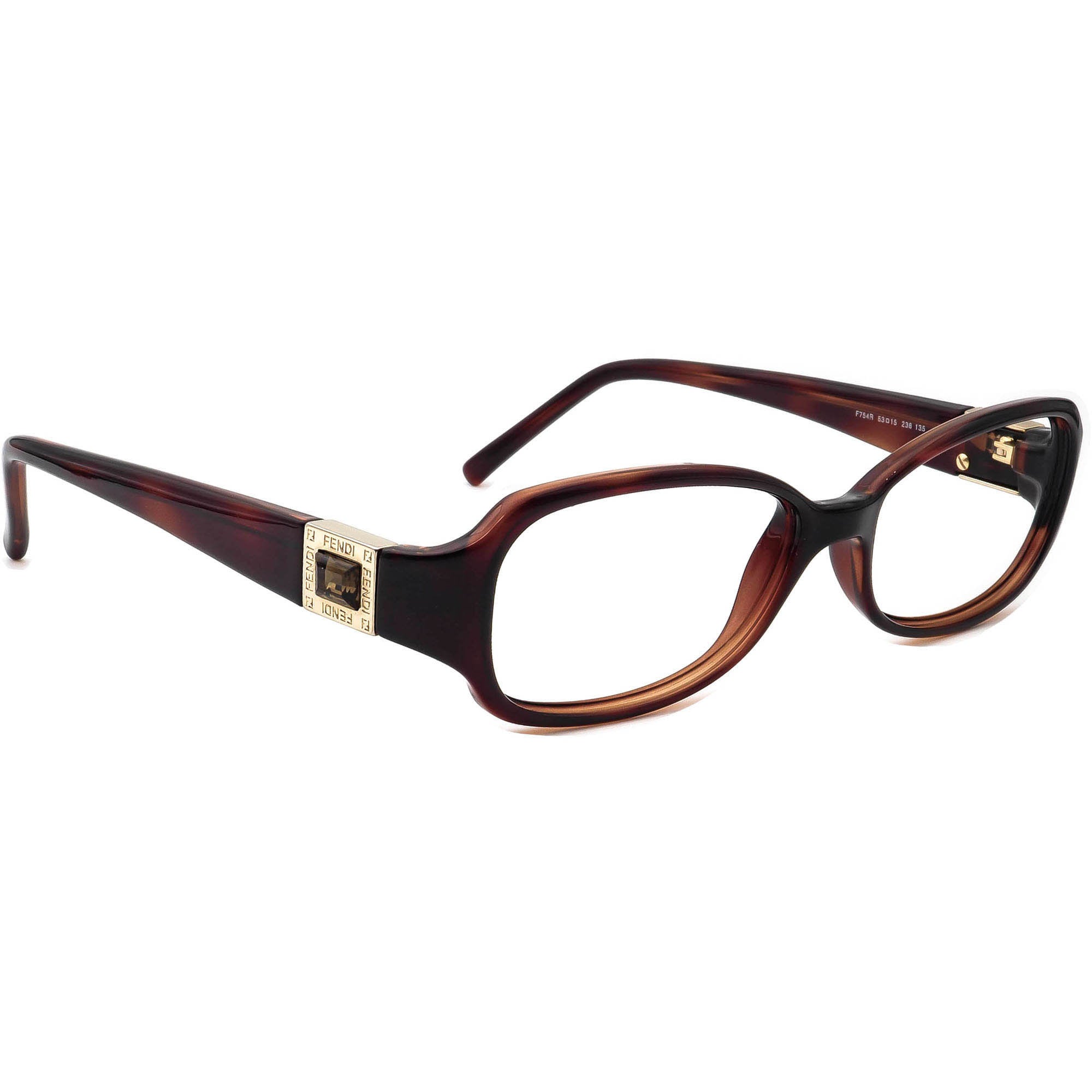 Fendi Women's Eyeglasses F754R 238 Dark Havana Rectangular 