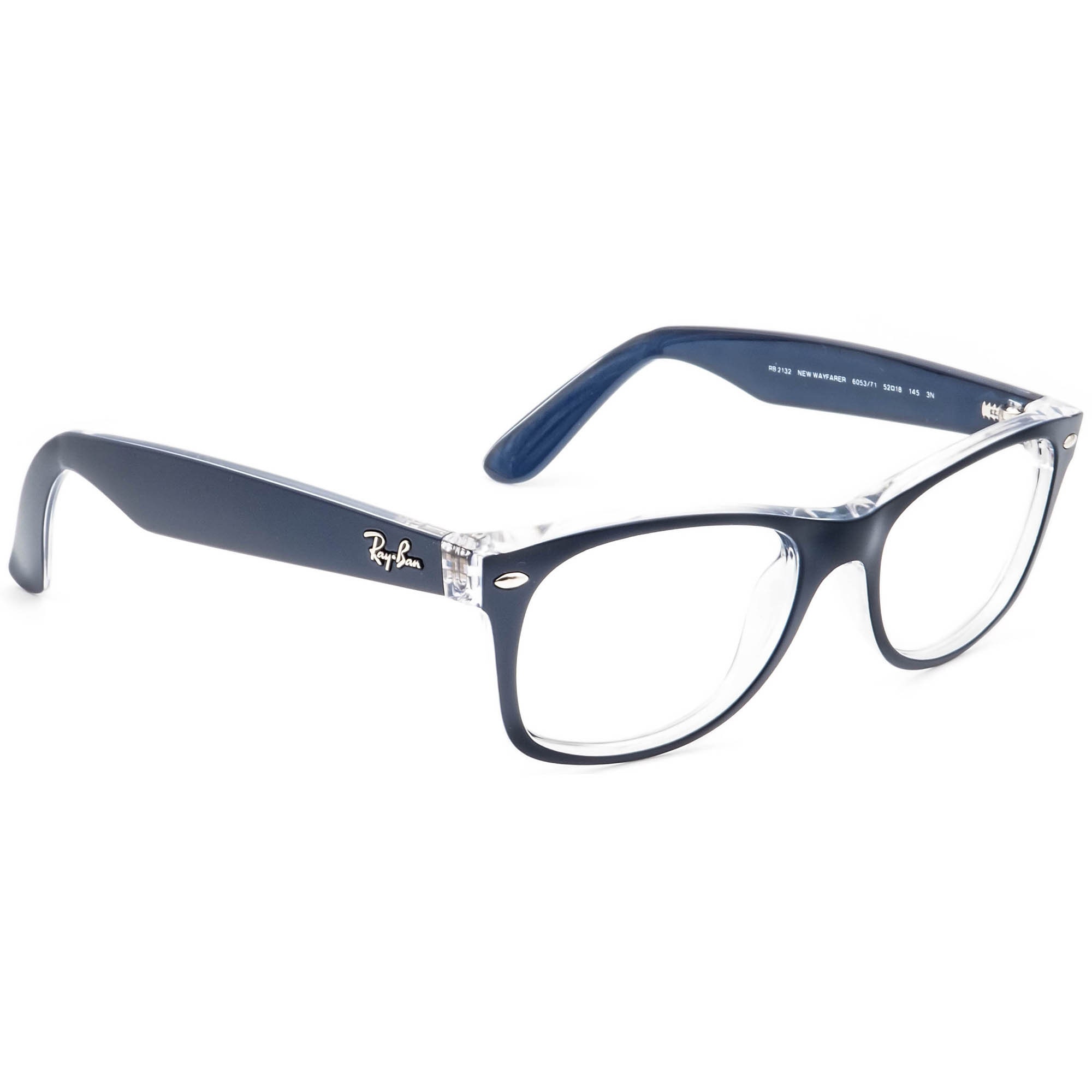 Ray-Ban Sunglasses Frame Only RB 2132 New Wayfarer 6053 Blue on Clear Italy 52mm