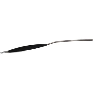 May include: A metal tool with a black handle. The tool has a curved, slender design with a pointed tip on one end and a rounded handle for grip. The tool is designed for precision work.
