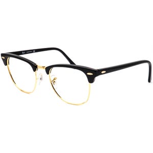 Ray-Ban Sunglasses Frame Only RB 3016 Clubmaster W0365 Polished Black & Gold Square Italy 51 mm image 3