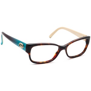 Gucci Eyeglasses GG 3569 WQ2 Havana/Aqua on Tan Butterfly Frame Italy 52[]15 135