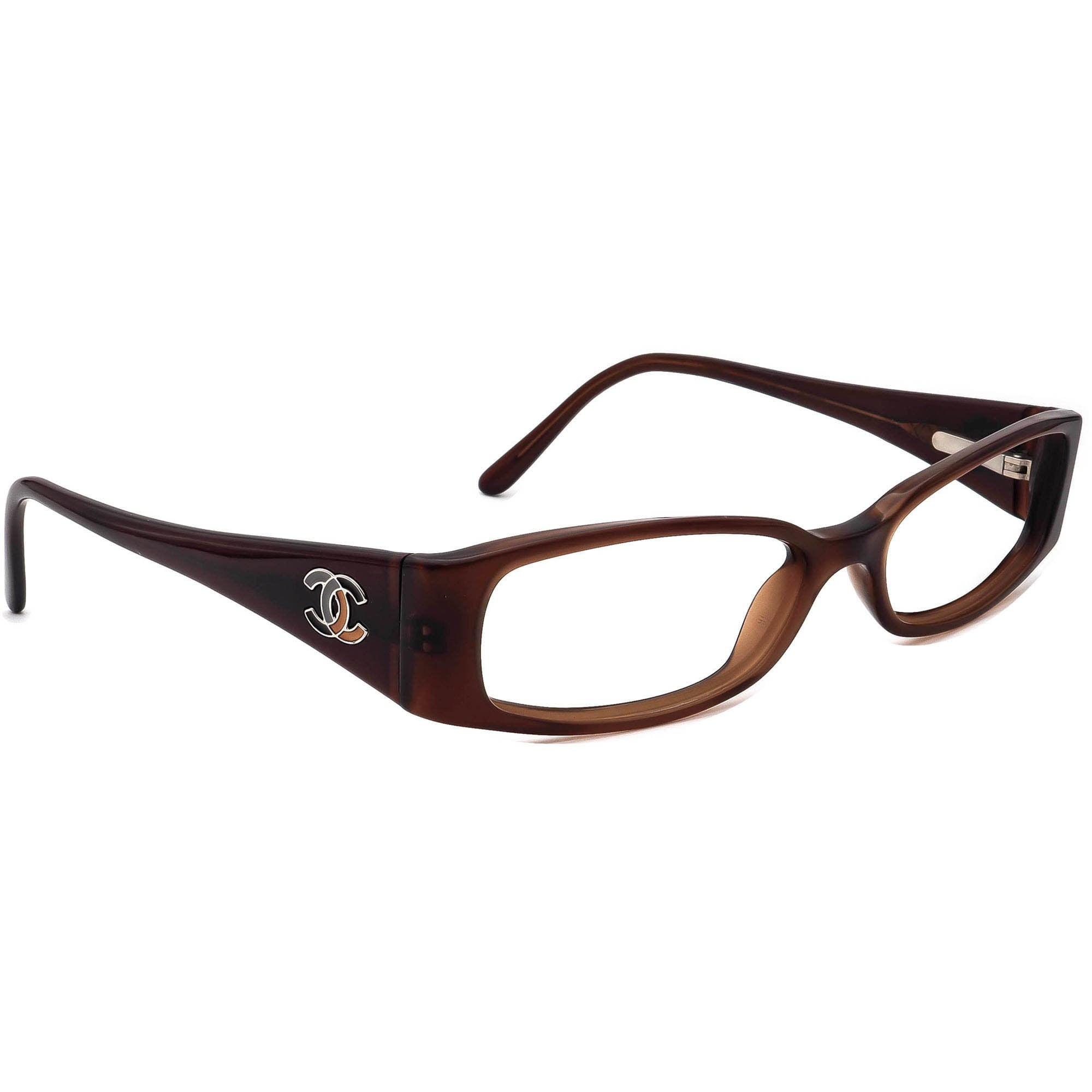 Chanel Women's Eyeglasses 3094 c. 538 Brown Rectangular Wrap Frame 53[]16  135