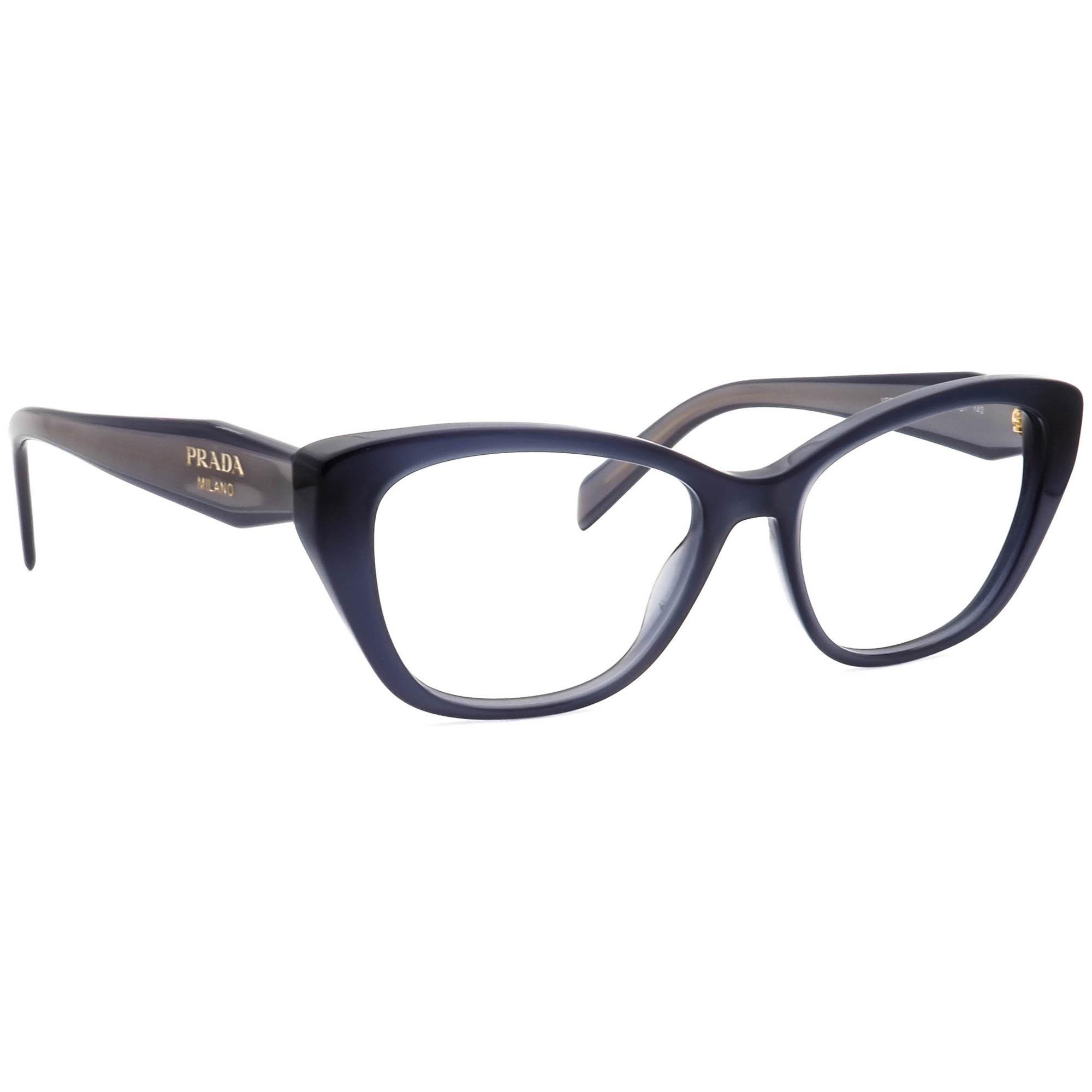 New PRADA Eyeglasses Cat Eye Black White Gold 53-17-140 Womens Prada PR19WV Cat Eye Eyeglasses main image 2