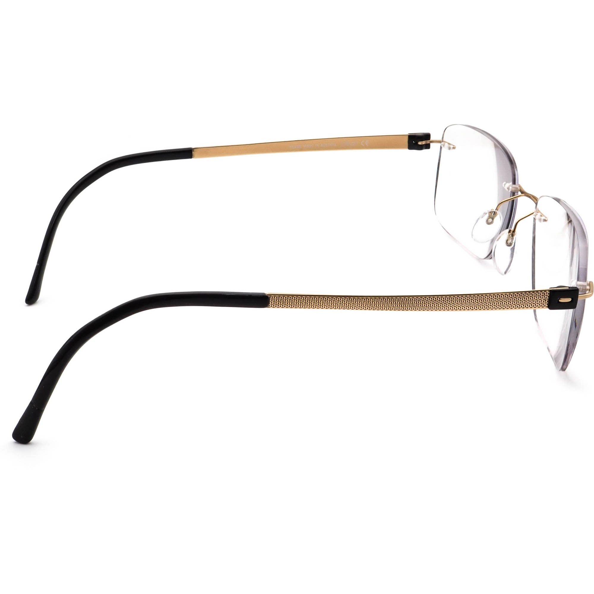 Silhouette Gold & Black Rimless Eye Glasses 5452 20 6051 17 135 Australia 051 Silhouette Eyeglasses M 7395 /20 V 6051 Titan Gold Square  main image 4
