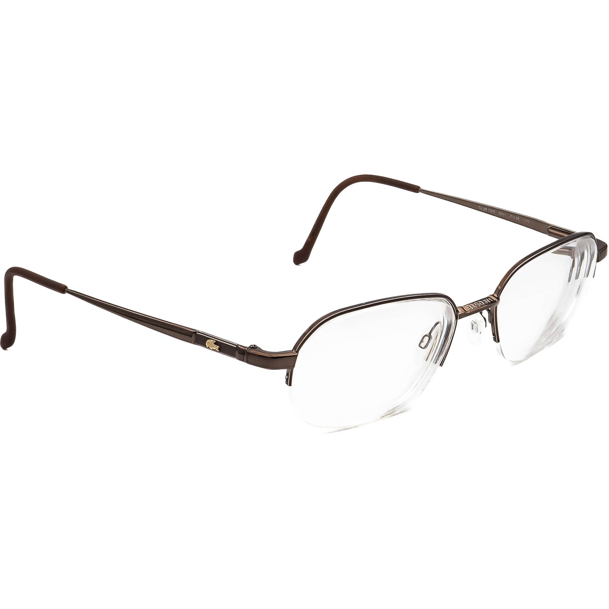 Lacoste Eyeglasses Club 7340 E011 F1158 Brown Half Rim Metal France 56[]19 145