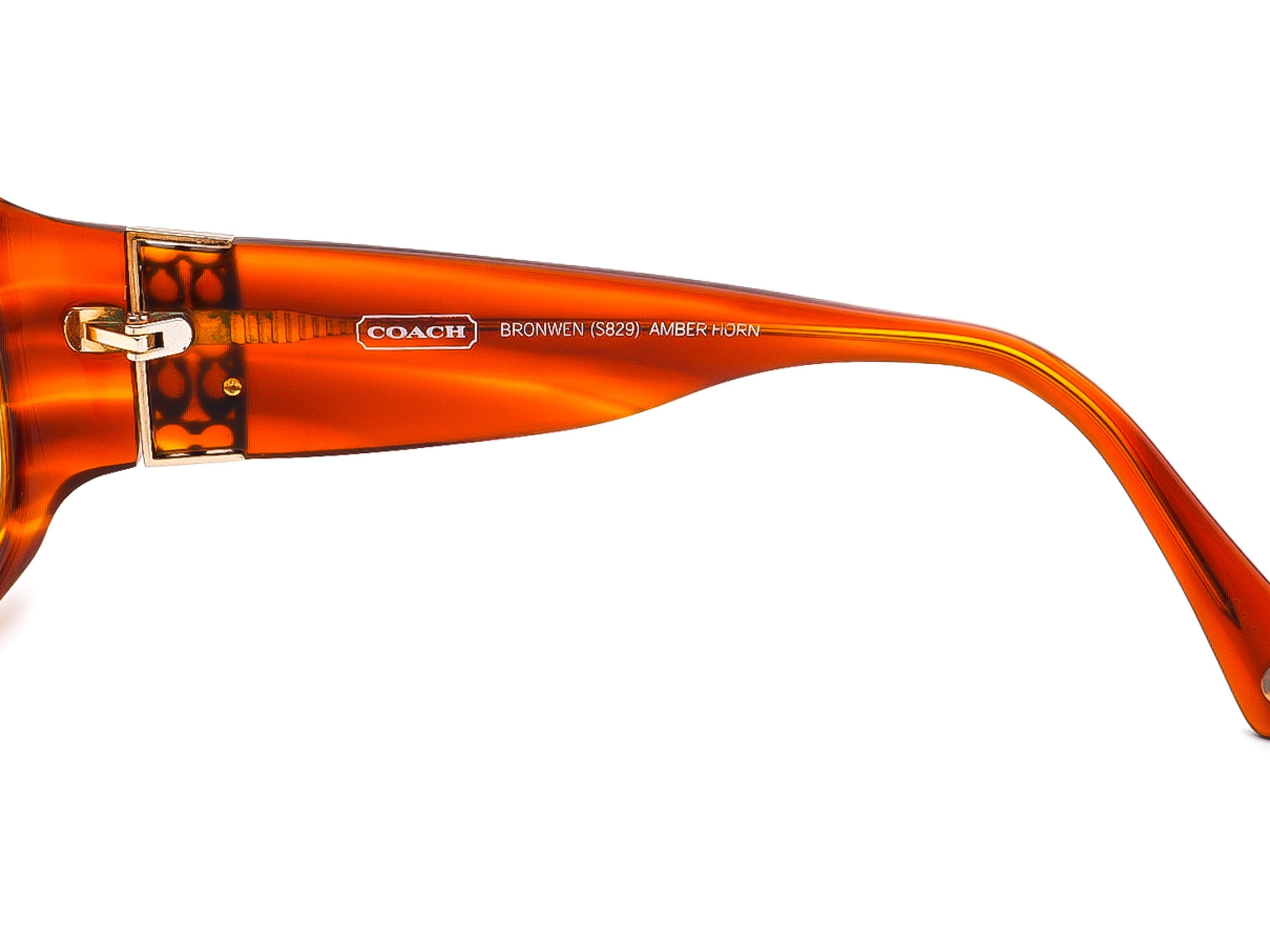 Women’s Coach Tortoise Sunglasses with Silver Accents S829 Bronwen Amber Horn Coach Sunglasses FRAME ONLY Bronwen S829 Amber Horn Brown  main image 3
