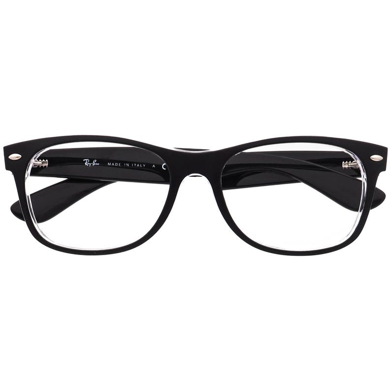 Gafas de sol Ray-Ban RB 2132 New Wayfarer 6052 Matte Black on Clear Square Italy 55 mm (solo montura) imagen 6