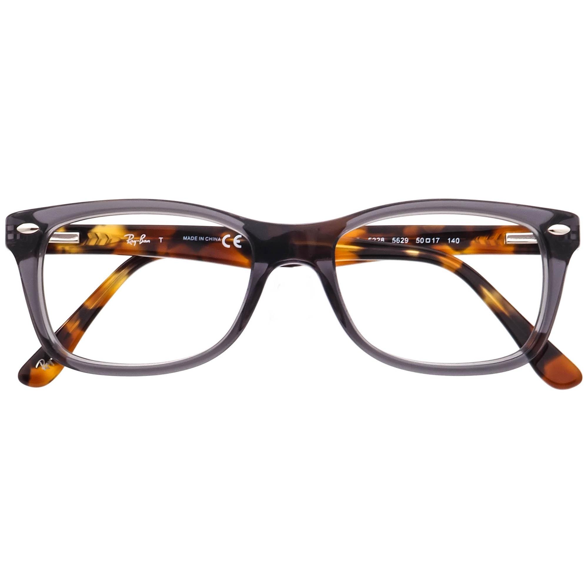 Ray-Ban RB5228 5629 Eyeglasses Gray Havana Tortoise 50-17-140 Frames Only RAY BAN-RB5228 5629 Rectangle Eyeglasses Polished Gray  main image 4