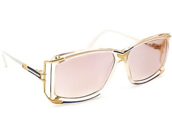 Occhiali da sole Cazal MOD 179 COL 263 Oro/Bianco/Blu Quadrato Germania 56 mm