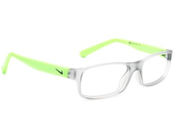 Lunettes de vue Nike pour junior 5090 030 Monture rectangulaire grise transparente mate/Vert lime Italie 47[]14 130