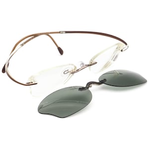 Silhouette Eyeglasses 7500 6066 with clip-on Brown Rimless Austria 47[]19 135