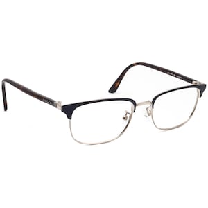 Gucci Eyeglasses GG0131O 003 Midnight Blue & Silver/Havana Square Frame Italy 53[]18 145
